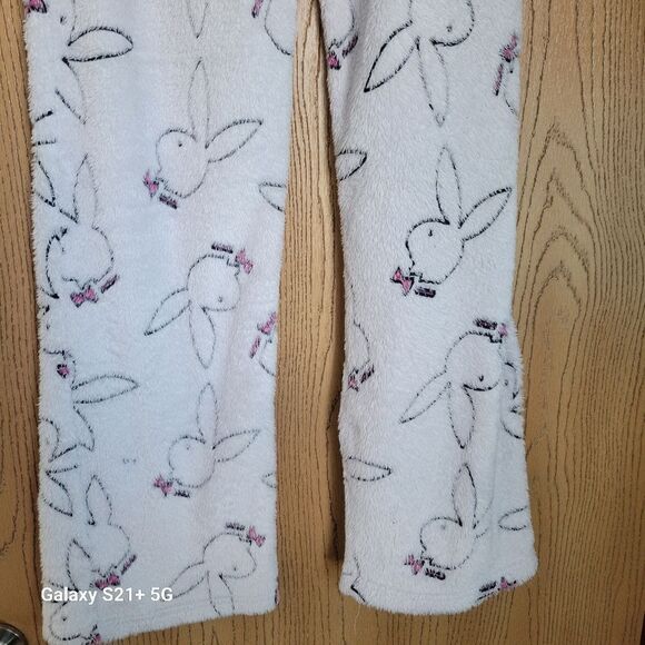 Y2K playboy Bunny white allover print sweat pants womens size medium - Picture 6 of 8